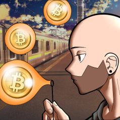 persona soplando burbuja de bitcoin