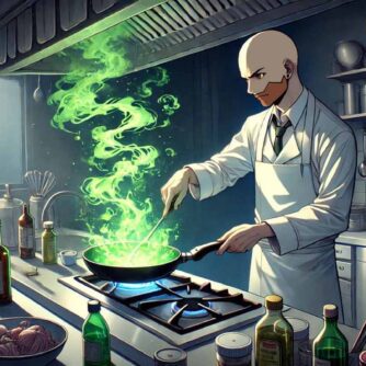 cocinero usando sartenes toxicas
