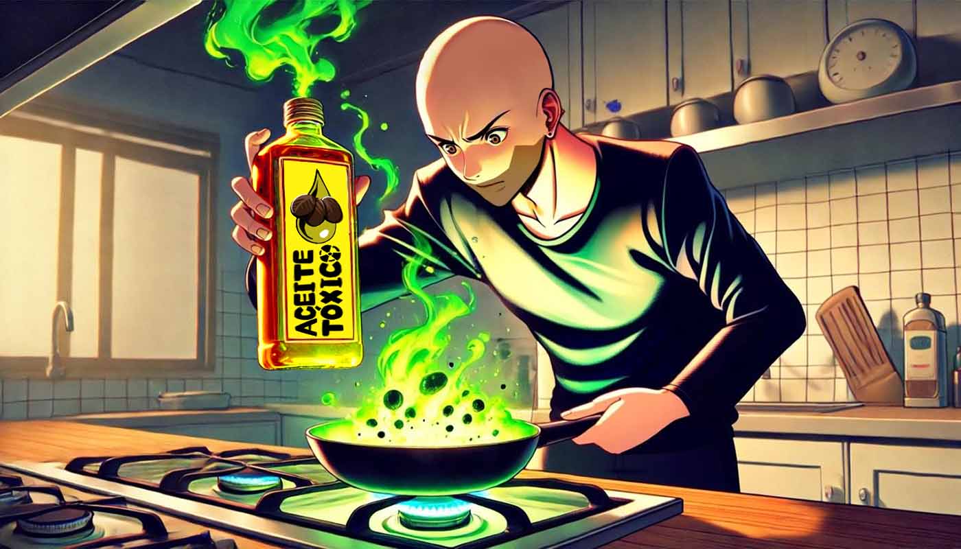 persona usando aceites vegetales malos