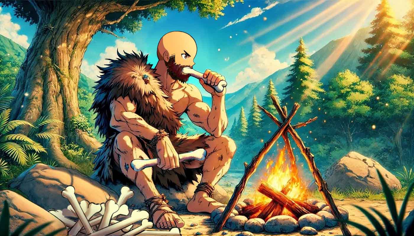 hombre primitivo come tuetano de res